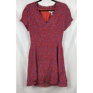 Derek Lam 10 Crosby Silk Blend Mini A-Lined Dress Red & Violet‎ Artsy Women's 6